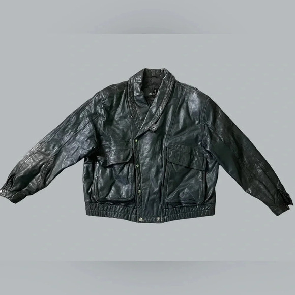 bermans Other - Vtg 80's BERMAN'S Black Leather Heavy Motorcycle Biker Punk Jacket! Size Large